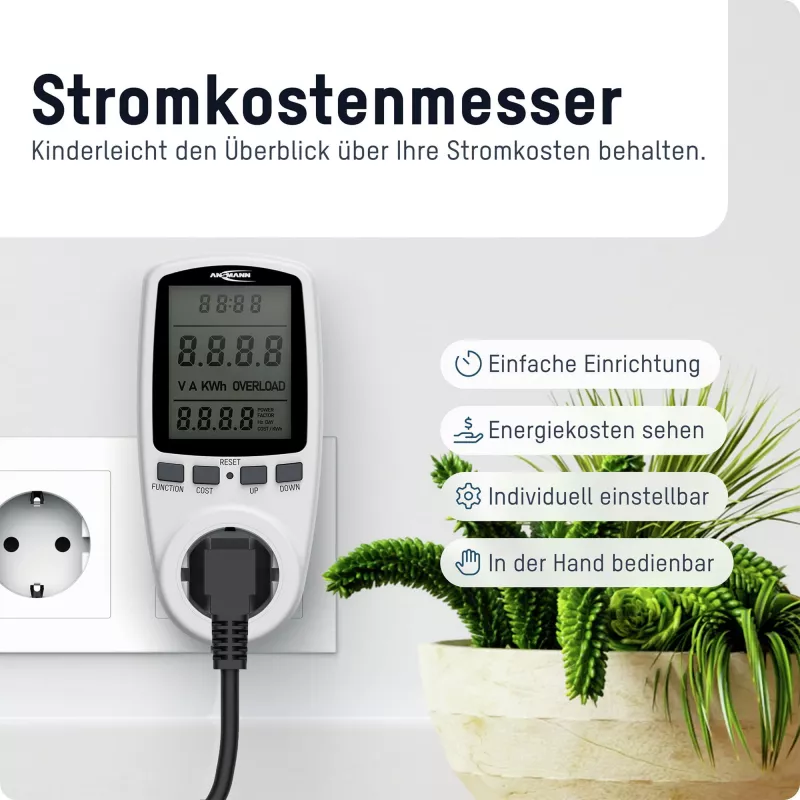 Energy cost meter ANSMANN APM2 120-0007 with LCD display