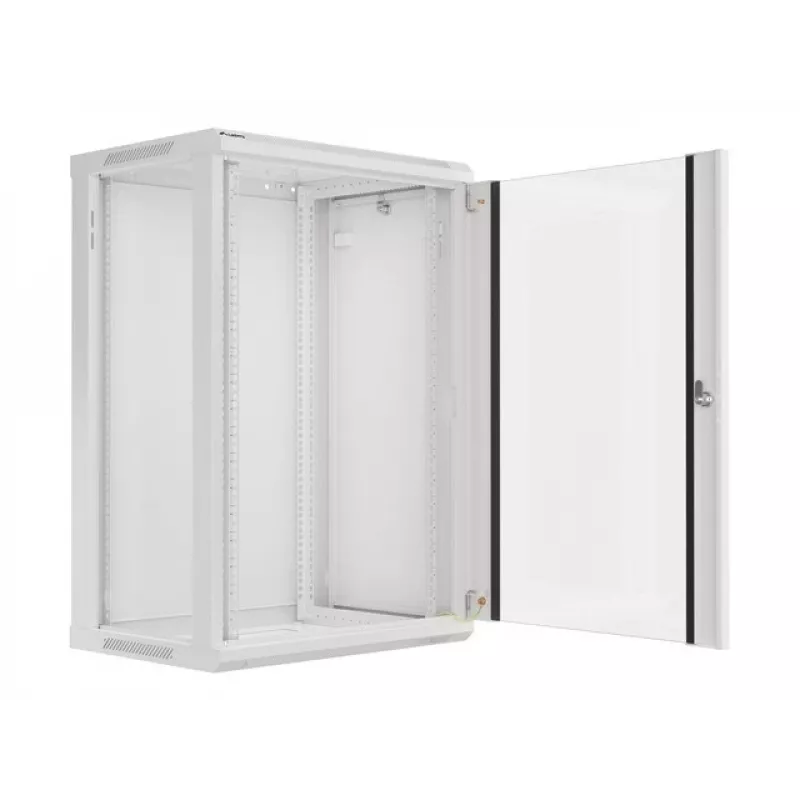 Lanberg WF01-6418-10S Wall-Mounted 19 inch 18U Rack Cabinet 600x450mm Grey (Glass Door)