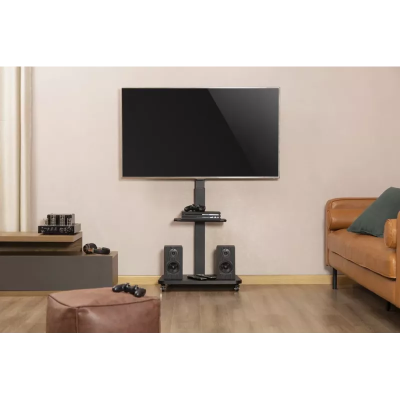 Gembird TVS-75S-02 TV floor stand with caster wheels, 37 - 75, black