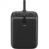Powerbank 20.000 mAh, integrated USB-C cable 13cm, 30 Watt (black, 20 Ah, 1x USB-A, 2x USB-C, PD, QC)