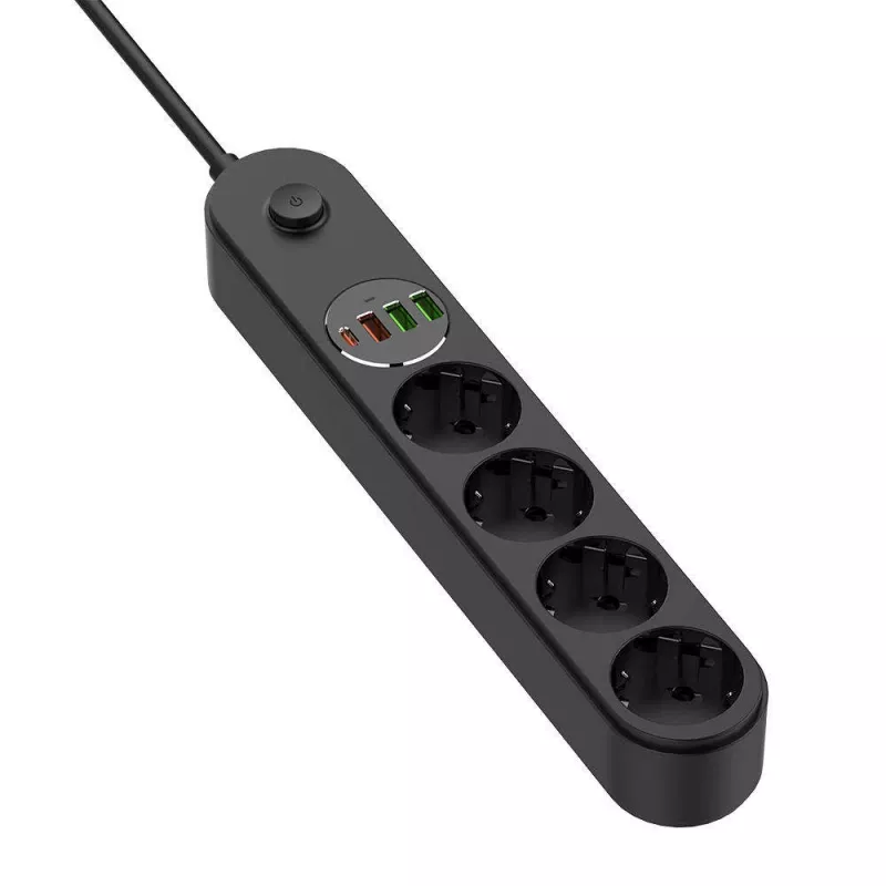 Power strip ColorWay CW-CHE44PDB — 4 AC outlets, 2 USB ports