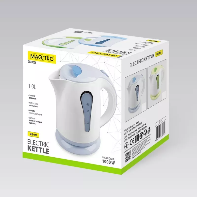 Electric kettle Maestro MR-028-BLUE, 1 L capacity, 1000 W power, blue