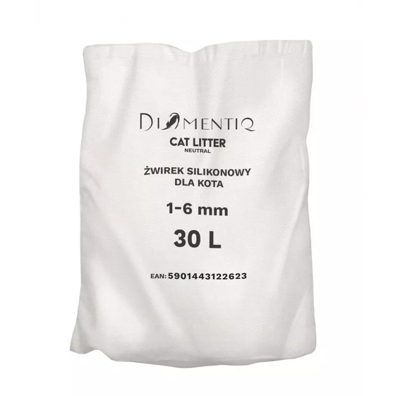 Cat litter DIAMENTIQ Neutral clumping silicone granules 30 L — unscented, 1–6 mm