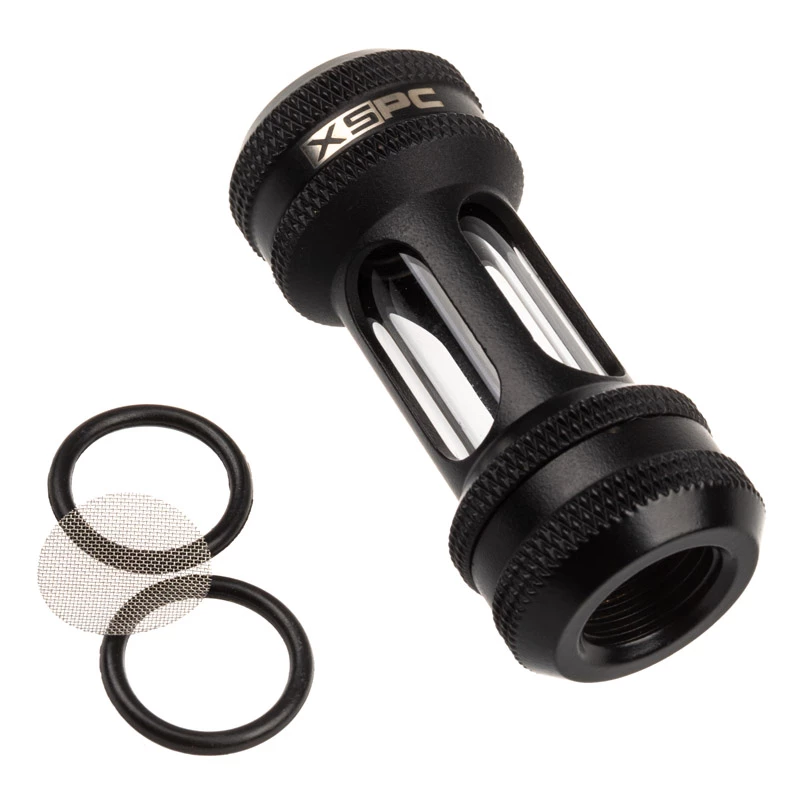 Inline filter XSPC G1/4 inch matte black for liquid cooling loops