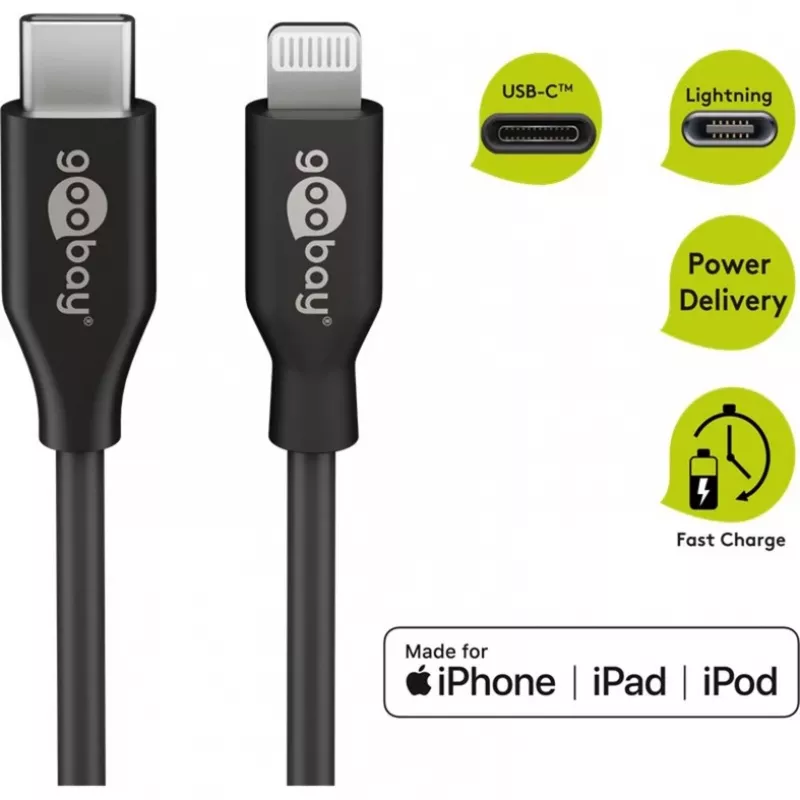 Charging and Sync Cable Goobay Lightning to USB-C 0.5m