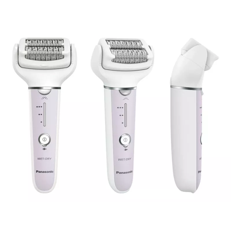 Epilator Panasonic ES-EY30A — 60 tweezers, 3 speeds, Wet & Dry, battery-powered, white/purple