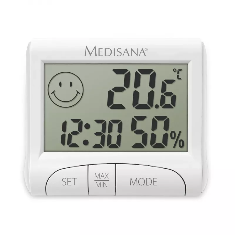 Electronic Indoor Hygrometer Medisana HG 100 — Digital thermometer, humidity 20–90%, temp -10–50 °C, table display, battery AAA