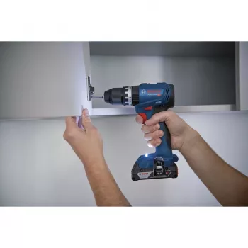 Cordless drill driver Bosch GSB 18 V — 18 V, 4 Ah Li‑Ion, 45 N·m, 500/1900 RPM, 35 mm wood, 10 mm steel, 2 batteries, charger, case