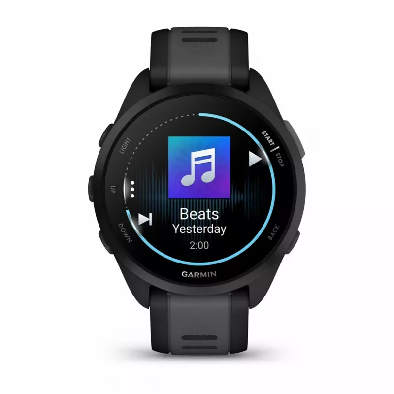 Garmin Forerunner 165 Music - Black - Sports watch with strap - Silicone - Slate Gray - Wrist size: 126-203 mm - Display 3 cm (1.2) (010-02863-30)