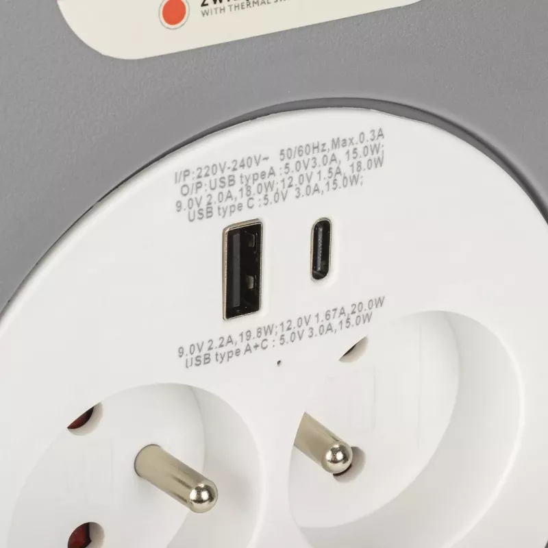 Power extension reel MONTIS MT188-10 10 m cable, 2 AC outlets, grey