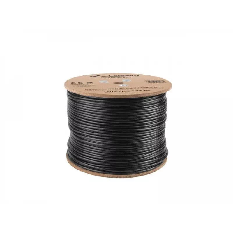 Network cable LANBERG Cat5e U/UTP LCU5-21CU-0305-BK, 305 m, 24 AWG, PVC jacket, black