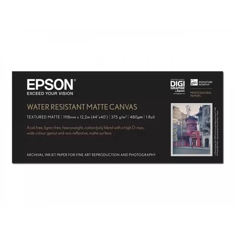 Epson WaterResistant Matte Canvas Roll, 44 inch x 12,2 m, 375g/m²