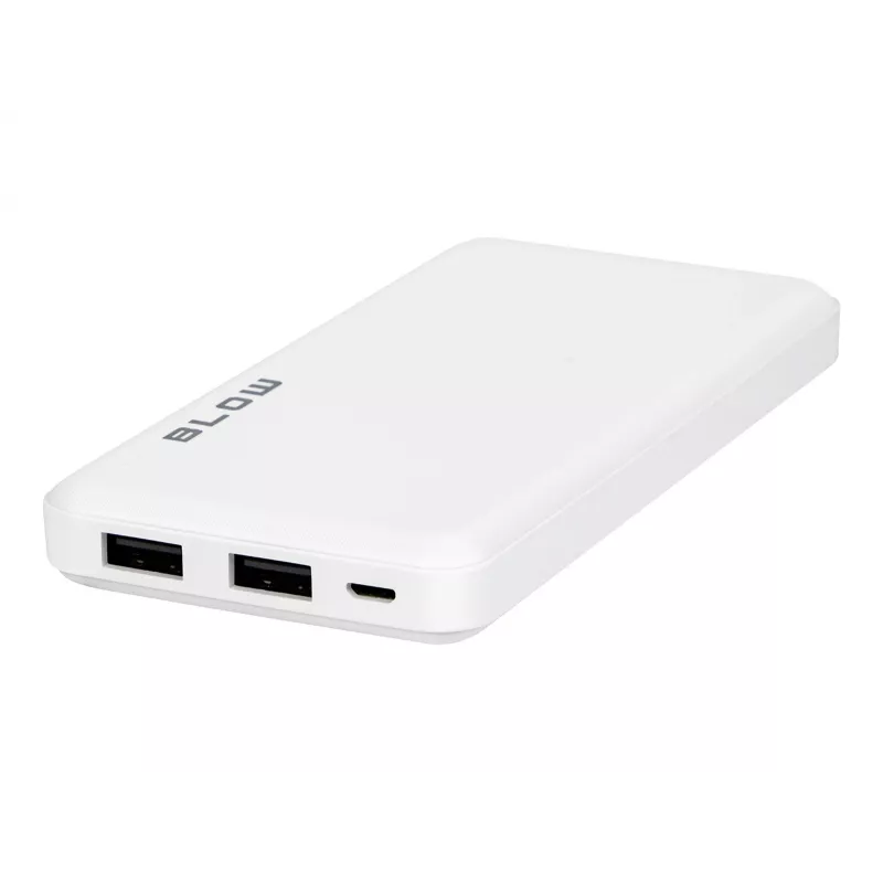 Blow PB10A power bank 10000 mAh, 2x USB (1A + 2.1A), micro USB input, Li-Po, white