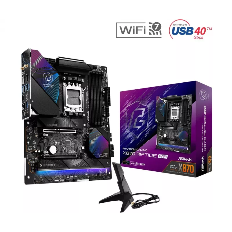 Motherboard ASRock X870 Riptide WiFi — ATX, AMD X870, Socket AM5, DDR5, 4 DIMM, 256 GB, Wi‑Fi 7, 2.5GbE