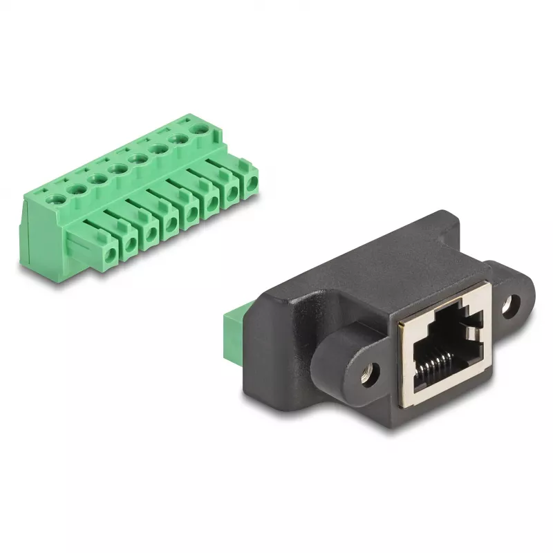 DeLOCK RJ45 plug to Terminal Block Adapter 2 pin 66589 Black Green