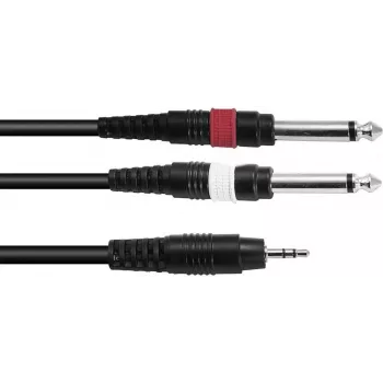 Audio adapter cable Omnitronic 3.5mm to 2×3.5mm, 3 m, black