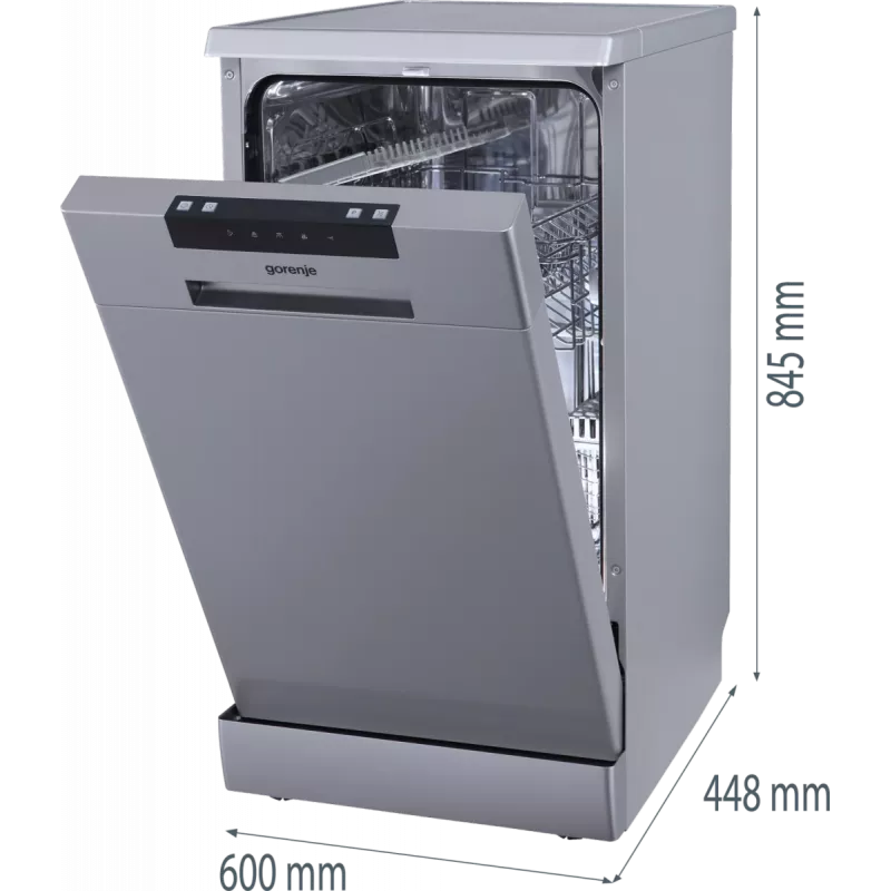 Gorenje GS522E10S Dishwasher, E, Free standing, Width 45 cm, Number of place settings 10, Grey