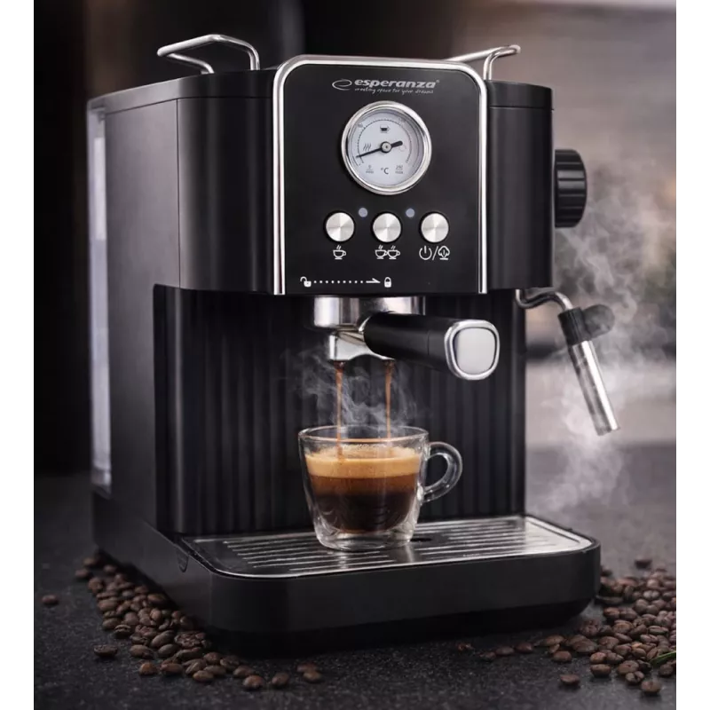 Espresso coffee machine ESPERANZA EKC010 — 1.8 L water tank, 850 W, 20 bar, built-in milk frother