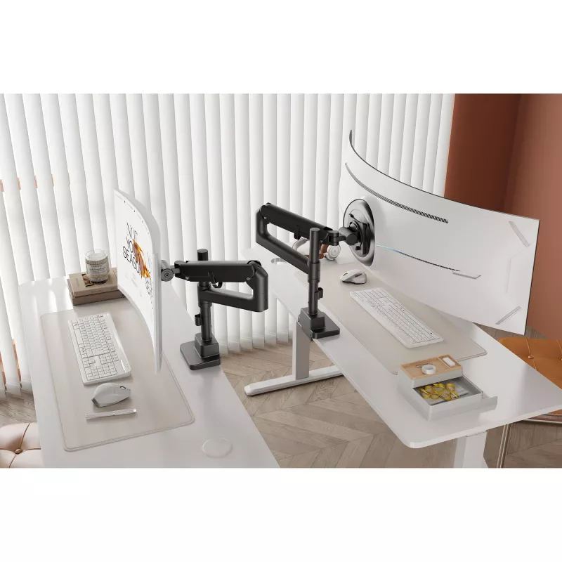 Monitor mount DIGITUS Single, clamp, 57 inch max, 27 kg capacity, VESA 75x75–100x100, height adjustable, tilt -75° to 75°, black