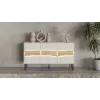 Chest of drawers Cama Meble INSERTO 3D 143.5×40×80 cm — cashmere finish with LED