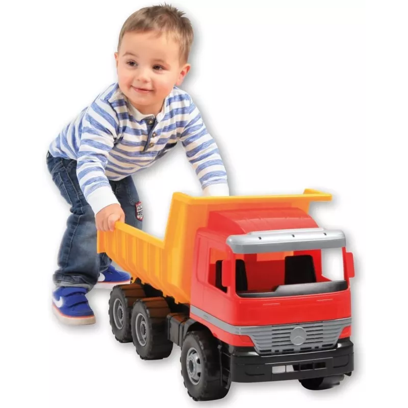 Toy dump truck Lena Actros 62 cm single brown cart