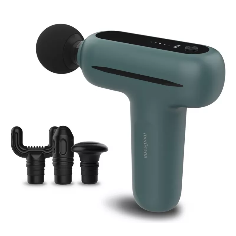 Medisana MG 200 muscle massager with 4 heads, vibration, 3000 RPM, 8 mm amplitude, Li‑Ion 7.4V, USB charging