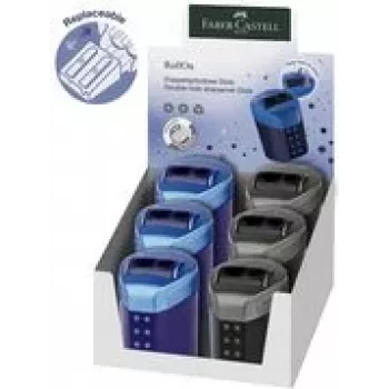 Manual pencil sharpener Faber-Castell 183910 — hand-held sharpener, black and blue