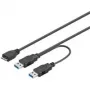 Wentronic Goobay USB 3.0 Dual Power SuperSpeed Cable, Black, 0.3 m - USB 3.0-Plug (Type A) , USB 3.0-Plug (Type A) > USB 3.0 Micro-Plug (Type B) (95746)