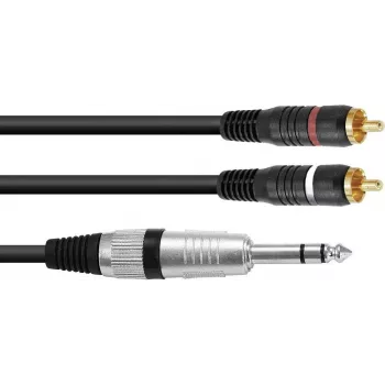 Stereo adapter cable Omnitronic 2x RCA (Cinch) to 2x RCA, 1.5 m length, model 30225223