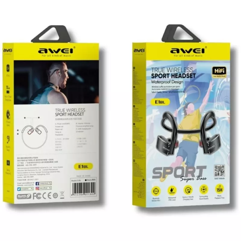 Bluetooth headphones Awei E1BL sport black