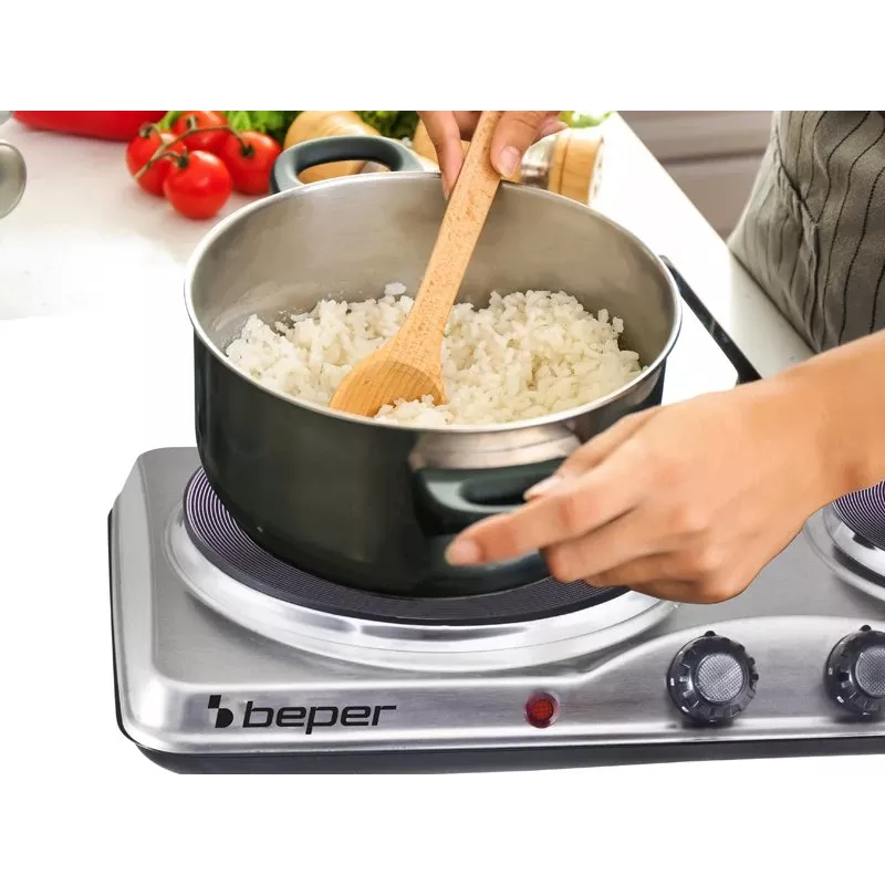 Beper 90.825 Stainless Steel Cooking Surface, 2 Zones, Manual Control