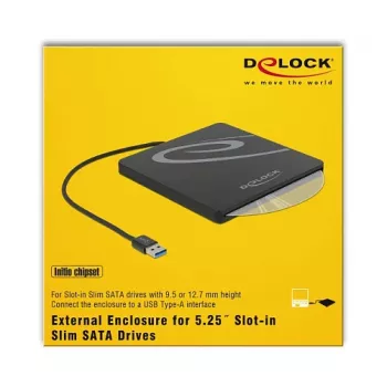 ODD enclosure DeLOCK 42604 13.3 cm (5.25 inch) SATA III Black
