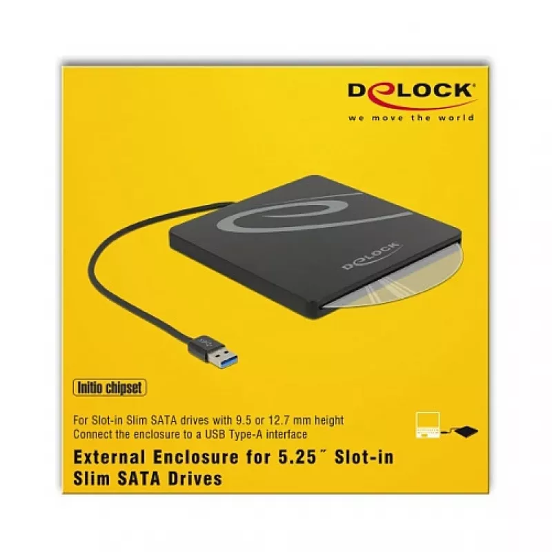 ODD enclosure DeLOCK 42604 13.3 cm (5.25 inch) SATA III Black