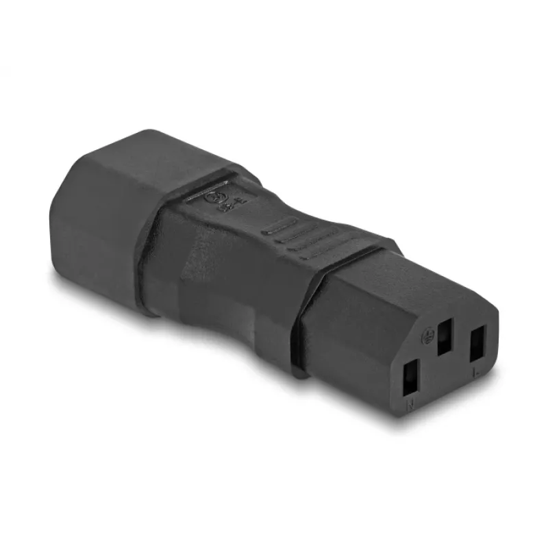 Power Adapter DeLOCK IEC 60320 C14 to C13 Plug Socket 10A Straight Black