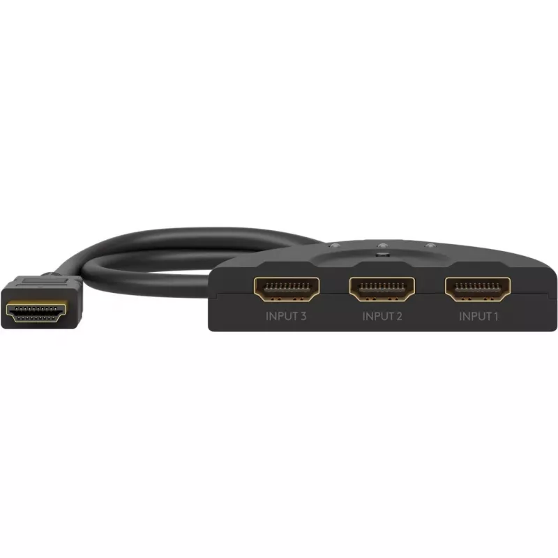 HDMI-Umschaltbox 3 to 1 (4K @ 60Hz), HDMI Switch (black, 55cm Cable)