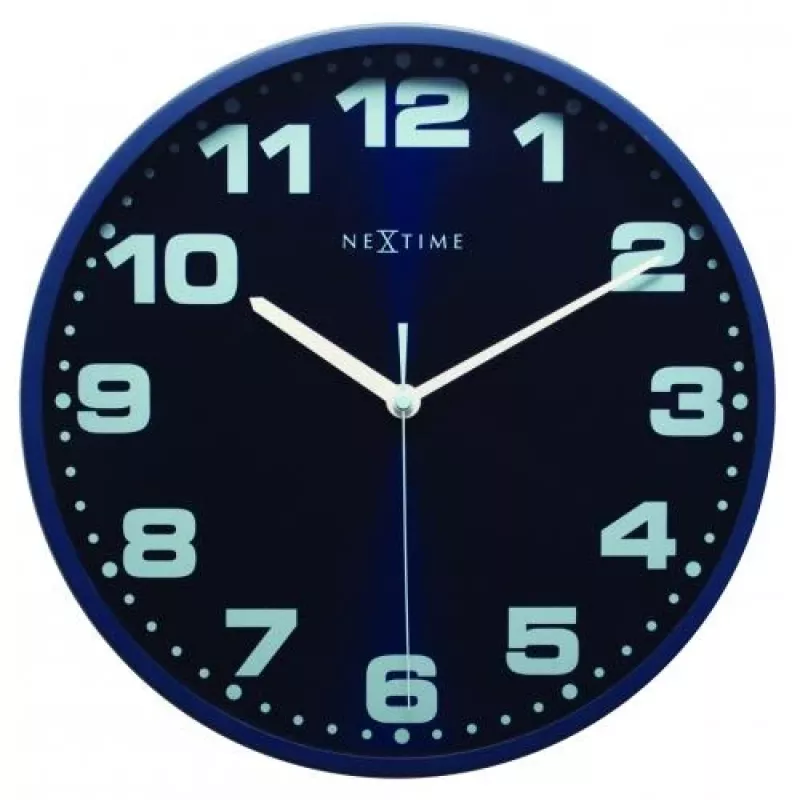 NeXtime klok 3053bl Dash Blue, Ø 35 cm, Wall, Blue