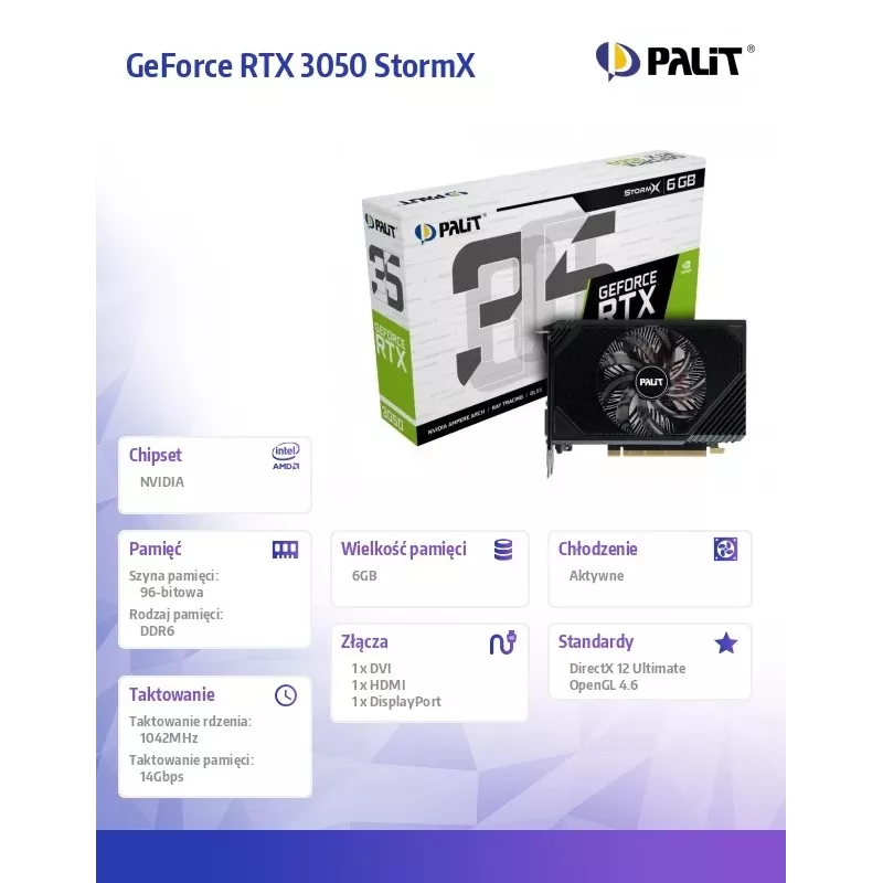 Palit GeForce RTX 3050 StormX 6GB GDDR6 Graphics Card