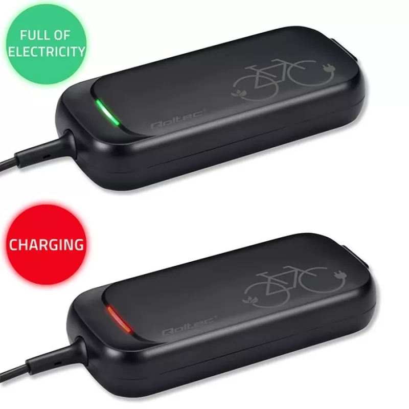 Qoltec Fast Charger for 36V Electric Scooter Bike | 42V | 2A | 5.5*2.5 | waterproof + power cable