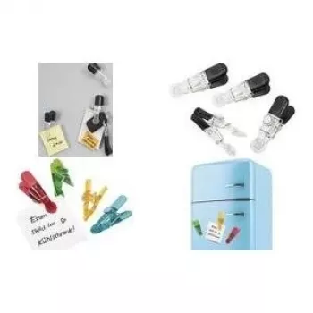 Magnet holder WEDO Notiz-Magnethalter GLOSSY 4-piece set black/clear with clip