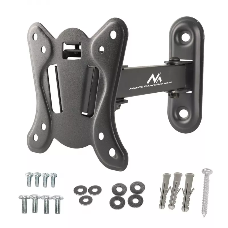 Maclean MC-416 TV Monitor Wall Mount 13-32 30kg Tilt Rotate max. VESA 100x100 Black Powder Coating LED OLED LCD Universal Bracket Holder