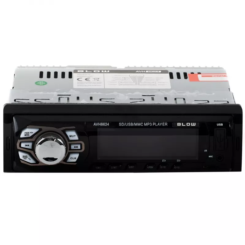 Car radio BLOW AVH-8624 — FM RDS, 45W RMS, Bluetooth, USB, MicroSD, AUX, LCD display, remote, black