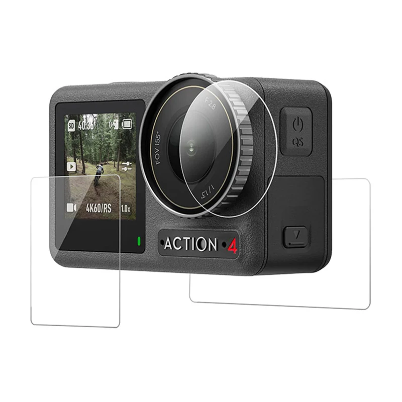 Tempered Glass screen protector for DJI Osmo Action 5/4/3 by Telesin — scratch resistant, high clarity
