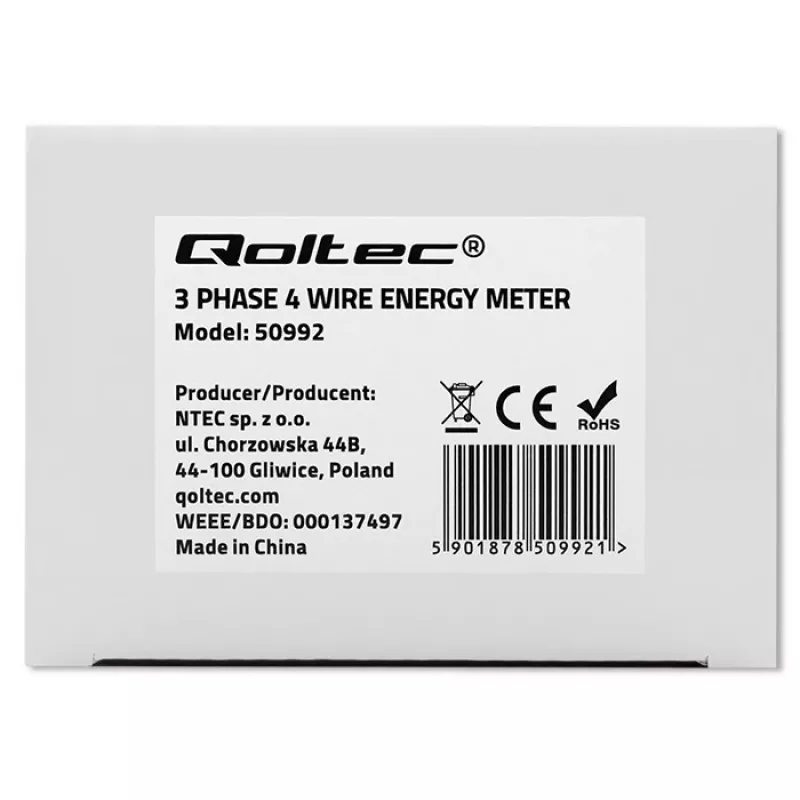 Three-phase electronic meter QOLTEC 50992 400V 100A