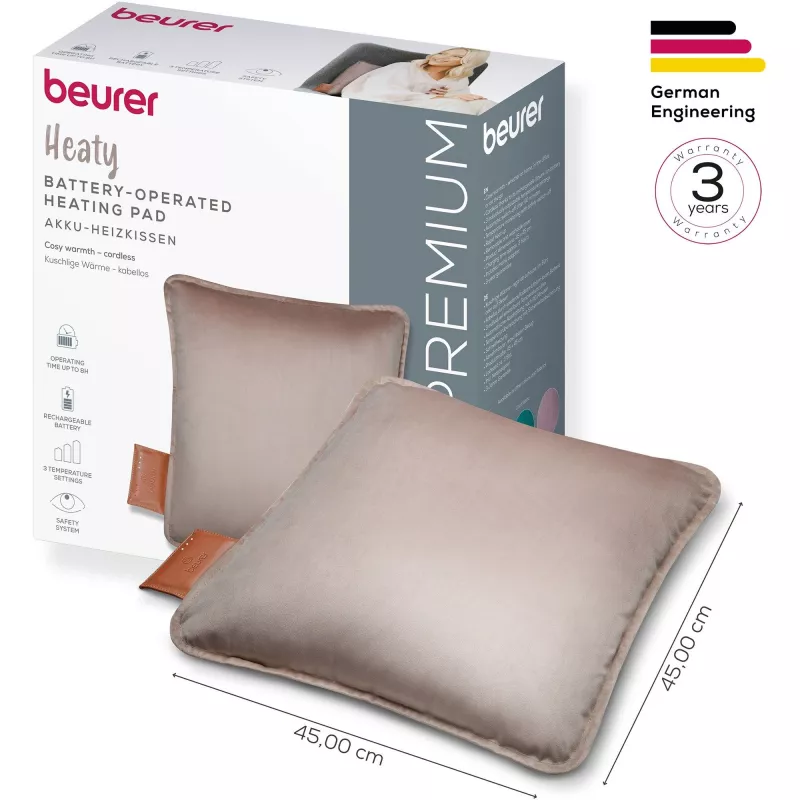 Heating pad Beurer HK77 rechargeable battery Smokey-Taupe – portable electric heat pad