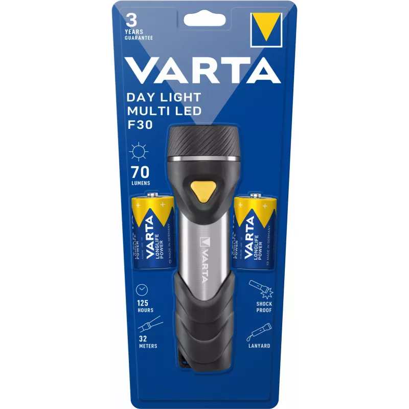 Hand flashlight Varta Day Light Multi LED F30 Black Silver Yellow