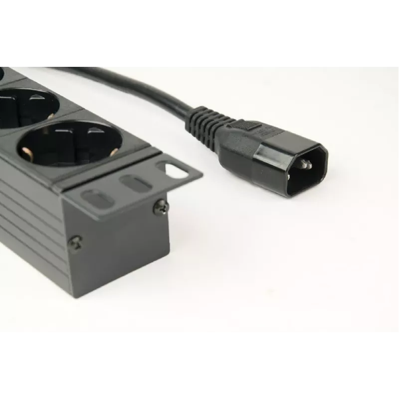 Power distribution unit GEMBIRD EG-PDU-014-C14, 8 AC outlets, C14 input, 3 m cable, 1U, 3680 W, 10 A, aluminium, black