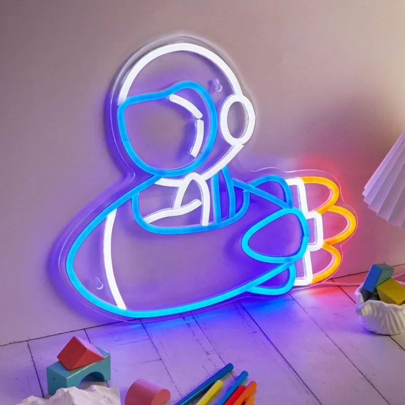 Decorative neon light MANTA SNL90MT Style Neon Lights — Astronaut on Rocket motif