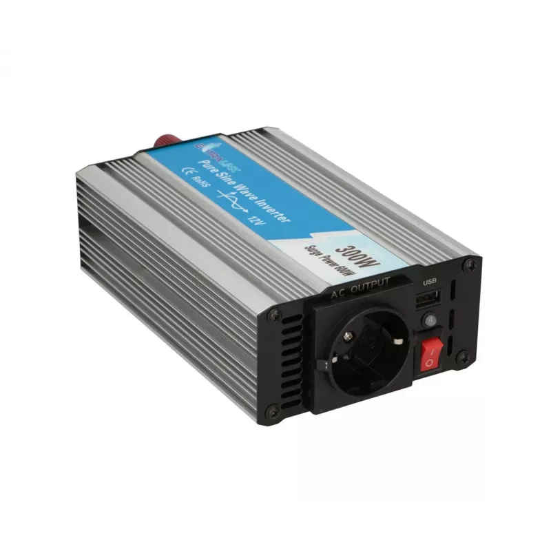 Voltage converter Extralink OPIP-300W 12V 300W pure sine, aluminium housing, active cooling