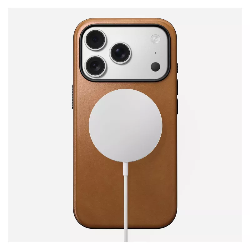 Mobile phone case Nomad Modern Leather Case cover for iPhone 17 Pro, 16 cm (6.3 inch), tan, leather & PC/TPU