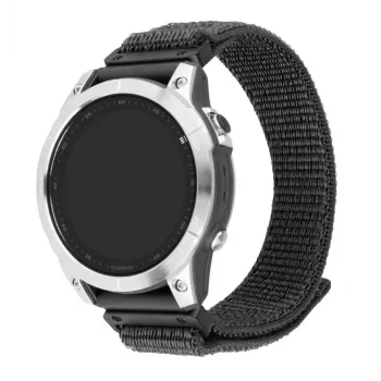 Nylon sport strap FIXED QuickFit 22 mm for Garmin, dark gray, wrist 160–210 mm
